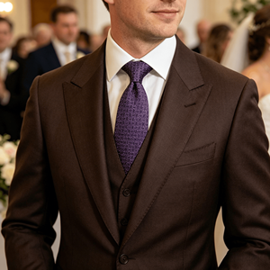 Nouvelle Arrivée 7CM – Cravate de Luxe Vietnamienne Élégante Rayée en Polyester Bleu Marine et Violet pour Mariages, Cérémonies et Affaires - Product Image 5