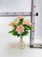 Beau bouquet de fleurs artificielles de mini roses colorées d'automne à volants à 10 têtes pour la décoration de maison et de mariage pour Noël et Halloween