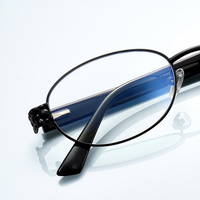 Lunettes anti-lumière bleue 3165, monture optique ovale à branches larges en fil doré, style chic original, motif géométrique
