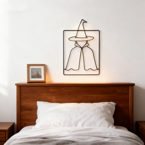 Modern Farmhouse Minimalist <strong>Wire</strong> Witch Iron <strong>Wall</strong> Decal Round <strong>Art</strong> Ornament for Christmas &amp; Chinese New Year Home Decor - Product Image 3