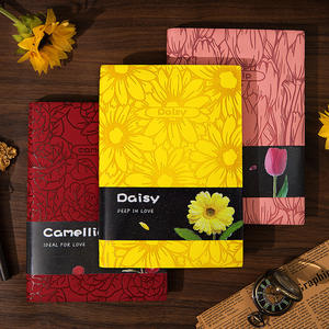 LABON – carnet de notes A5 en cuir à motif de fleur en relief avec bande ventrale - Product Image 3