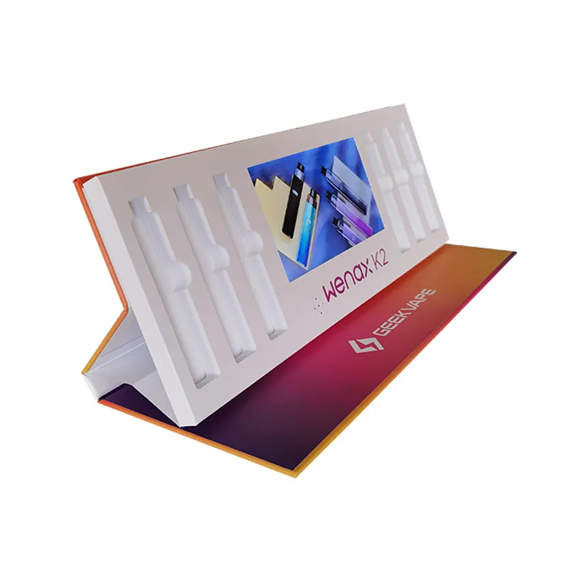 Personnalisé 7 pouces écran lcd support vidéo cartes de vœux vidéo numérique boîte-cadeau d'invitation de mariage livre brochure vidéo