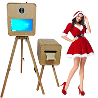 15.6 Inch Flash Light Photo <strong>Booth</strong> Wooden Grain Photo <strong>Booth</strong> 15.6 Dslr Photobooth <strong>Selfie</strong> Retro Photobooth With Printer and Camera