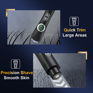 多用途二合一电动毛发修剪器剃须刀，带充电底座，可水洗，平刀片剃须刀，适合男士身体美容护理 - Product Image 2