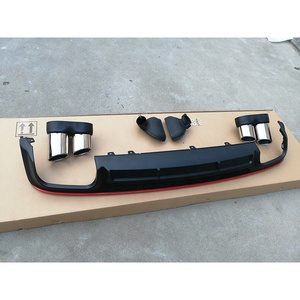 Difusor de parachoques trasero para coche, difusor de tubo de escape S6 con tira roja, color negro grueso, reajuste para <span class=keywords><strong>Audi</strong></span> <span class=keywords><strong>A6</strong></span> 2019 <span class=keywords><strong>2020</strong></span> 2021 2022 - Product Image 6