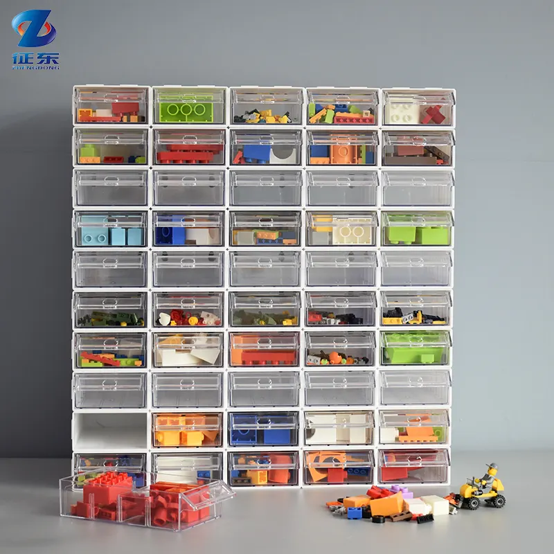 Zhengdong istiflenebilir renkli şeffaf plastik saklama kabı Lego ve oyuncaklar