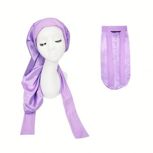 Gorros de Dormir de Seda de Leche de Doble Capa con Cola Redonda y Correa Ajustable, Gorro de Noche Suave y Transpirable para Mujeres y Hombres, Protección para el Cabello - Product Image 1