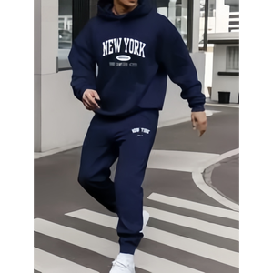 Conjunto de Sudadera con Capucha y Pantalones Deportivos para Hombre, Personalizable, Transpirable, Estilo Urbano, Impresión por Transferencia de Calor, Poliéster/Algodón - Product Image 6