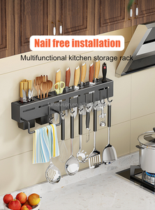 ווים & קיר ארגון נירוסטה סכין & מקלות אכילה מחזיק שחור מתכת תליית מטבח כלי - Product Image 5