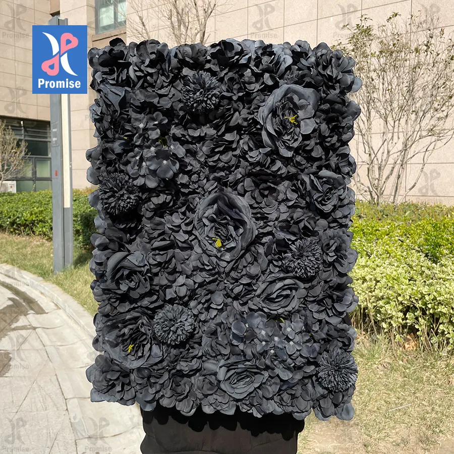 Customized Wedding Backdrop 3D Floral Design Black Flowers Wall for Party Shop Decoration