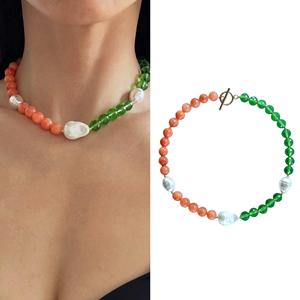 Collana Boho & Hippie con Cristallo Verde e Perla ad Alta Lucentezza, Gioiello Personalizzato Antiossidante - Product Image 5