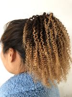 Perruque en Cheveux Humains Brésiliens Remy Grade 10A Afro Crépu Bouclé avec Queue de Cheval à Cordon, Extensions de Haute Qualité