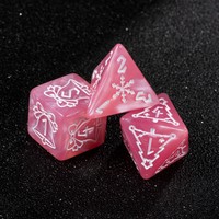 Ensemble de dés polyédriques DND RPG gravés en acrylique avec motif de Noël rose personnalisé, imprimé, D4 D6 D8 D10 D12 D20 pour DND RPG Tabletop