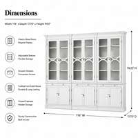 Bibliothèque Modulaire Prestigieuse en Bois Massif Français, Vitrine Arquée pour Villa, Armoires de Rangement, Buffets de Salle à Manger, Vitrines d'Exposition