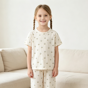 Ensemble de pyjamas pour filles, en coton et fibre de bambou écologiques, à séchage rapide, doux, à manches courtes et longues - Product Image 2