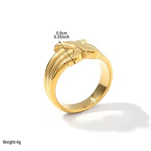 Bague de mariage turque en acier inoxydable plaqué or 18 carats, accessoires de mode, cadeaux, nœud en X, pour femmes, 2025 - Product Image 2