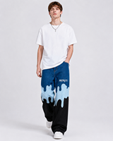 MENGTU Jeans personnalisés pour hommes, style patchwork, vintage, streetwear, denim color block, pantalon large, broderie, décontracté, baggy, OEM