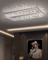 Lustre carré en cristal LED moderne de luxe pour salon, chambre simple, hôtel, villa