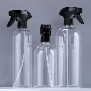 Reusable medical alcohol liquid soap kitchen detergent cleaner 500ml 1000ml 16oz 32oz Trigger PET cylinder Spray Plastic Bottle