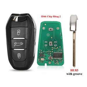 Clé Intelligente à Distance sans Clé 3 Boutons 433MHz 4A PCF7945 Puce ID46 <span class=keywords><strong>Peugeot</strong></span> <span class=keywords><strong>308</strong></span> 408 508 5008 Clé d'Urgence HU83/VA2 - Product Image 4