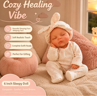 Poupée Reborn réaliste miniature de 6 pouces, en silicone solide, avec pyjama à oreilles de lapin, jouet compagnon mignon, cadeau pour filles et enfants