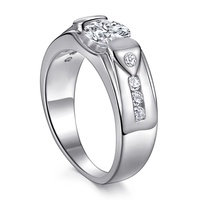 Bague Classique pour Homme en Argent Sterling 925 avec Zirconium Cubique, Plaqué Rhodium, Bijoux Fins pour Fiançailles, Mariage, Anniversaire, Cadeau de Fête