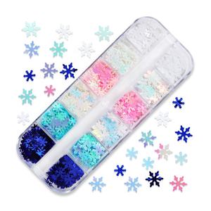 Flocon de neige bleu hivernal Nail Art Décorations Iridescent White Glitter Flakes Paillettes Fournitures de <span class=keywords><strong>manucure</strong></span> Accessoires pour ongles de Noël - Product Image 6