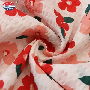 Цветочная ткань для платья, плиссированная ткань, цветочная ткань на заказ, качественная тканая морщинчатая печать, 100% хлопчатобумажная креповая ткань 130 см