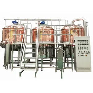 TIANTAI 2000L red copper direct fire heating 3 vessel brewery machinery beer manufacturing plant brewing grain milling system