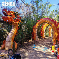 Sculpture personnalisée de tunnel en forme de dragon chinois, grandeur nature, pour exposition extérieure lors d'événements festifs