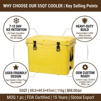 Glacière thermique rotomoulée 55QT à compresseur solaire, avec roues, couvercle verrouillable, conservation de la chaleur, tout-terrain, portable, moderne, pour canettes