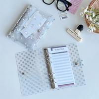 Classeur coréen à spirale A6 avec dossier de fichiers en PVC transparent à pois colorés à six trous Insert de cahier d'archives de documents à feuilles mobiles
