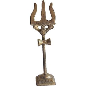 PARIJAT HANDICRAFT Set 2 Brass Gold Om Trishool Trishul Indian Hindu Religious Wall Home Decor Kitchen Pooja <b>Mandir</b> Sculptures - Product Image 6