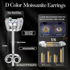 Pendientes de Plata de Ley 925 con Baño de Oro Blanco de 18K, Hipoalergénicos, con Parte Trasera Plana, Joyería para - Product Image 3