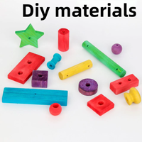 Perles en bois, bâtonnets, étoiles, cubes, accessoires de bricolage pour jouets d'oiseaux, kit de pièces artisanales colorées à suspendre pour cage de perroquet