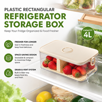 Boîte de rangement rectangulaire pour réfrigérateur, durable, pour la cuisine, conservation des aliments frais, grand récipient en plastique hermétique pour aliments