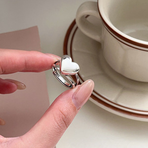 Heart Shape S925 Sterling Silver <b>Ring</b> For Women Gift Jewelry <b>Open</b> Design - Product Image 4