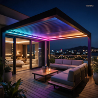 Pergola à toit rétractable de qualité supérieure avec lumières LED, écologique, pour balcon, villa, jardin, cour