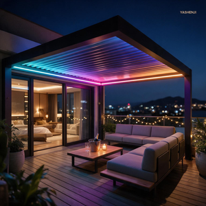 Pérgola Retráctil Premium con Techo de Láminas y Luces LED, Ecológica, <span class=keywords><strong>para</strong></span> Balcón, Jardín y Patio de Villa - Product Image 1