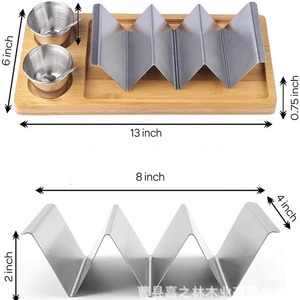 Support à tacos en acier inoxydable avec plateau en bambou et coupelles à sauce pour fêtes et cuisine - Product Image 4