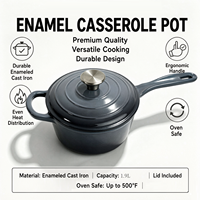 Mini-casserole de 19 cm avec couvercle, compatible four et induction, en fonte émaillée, certifiée LFGB et FDA, personnalisable avec logo OEM