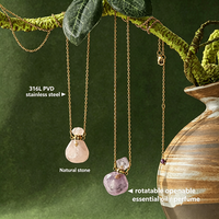 Collier diffuseur rotatif ouvrable en acier inoxydable 316L avec flacon d'huile essentielle en pierre naturelle pour femme
