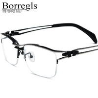 Gafas de titanio Borregls para hombre, montura de diseñador, ligeras, cuadradas, de medio aro, semimontura, ópticas, modelo 185770