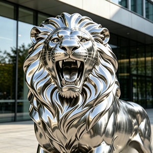 Sculpture de <span class=keywords><strong>lion</strong></span> en acier inoxydable personnalisable BZY, grande et imposante, pour hall d'hôtel, bureau ou parc - Product Image 6