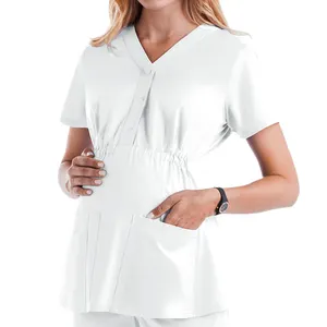 时尚产妇护士白色制服设计库存制服Para制服顶部磨砂套装