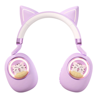 Casque audio sans fil stéréo MS-B5 avec oreilles de chat mignonnes, cadeau pour fille, casque de jeu pliable pour enfants avec éclairage RGB