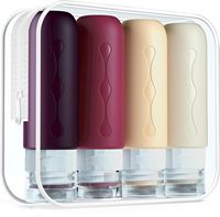Ensemble de voyage personnalisé avec logo, contenants compressibles étanches pour shampoing et lotion, bouteilles de voyage en silicone approuvées par la TSA