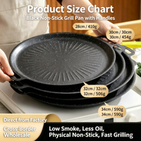 Plaque de cuisson ronde en pierre à double poignée, compatible avec les cuisinières à gaz et à induction, pour le camping en plein air et les barbecues à domicile