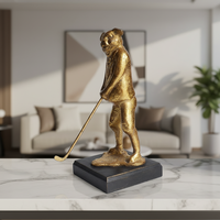Figurine de joueur de golf en fonte dorée antique Megbond G0669-1, décorative, artisanat métallique, art sportif de table