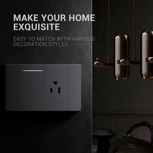 Interruttore e Presa Sudamericani dal Design Moderno e Sottile, Interruttore a Parete Elettrico a 1 Via o 2 Vie con Presa a <span class=keywords><strong>3</strong></span> Pin - Product Image 6